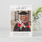 Graduation Elegant Photo Handwritten Grad party Kaart (Staand voorkant)
