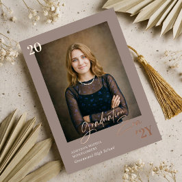 Graduation Era Minimal Graduate Photo Announcement Folie Uitnodiging