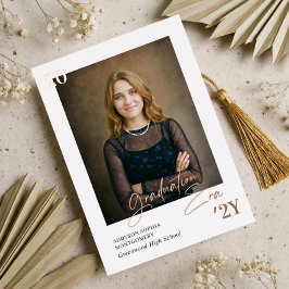 Graduation Era Minimal Graduate Photo Announcement Folie Uitnodiging