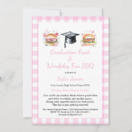 Graduation Feast Wordplay Fun BBQ Invitation Kaart