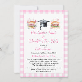 Graduation Feast Wordplay Fun BBQ Invitation Kaart