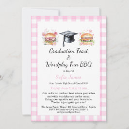 Graduation Feast Wordplay Fun BBQ Invitation Kaart