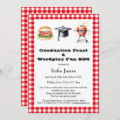Graduation Feast & Wordplay Fun BBQ Party Kaart (Voorkant / Achterkant)
