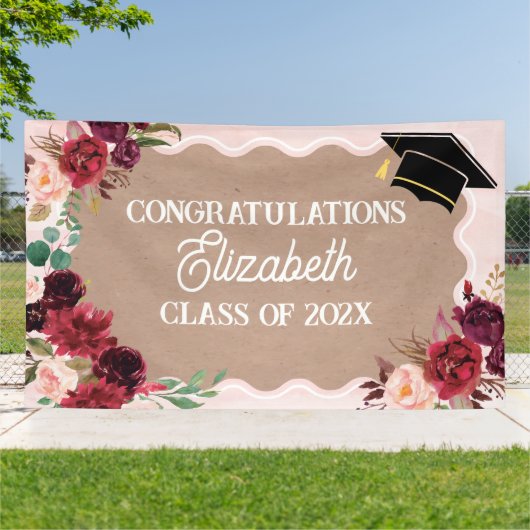 Graduation floral craft party banner (Buitenkant)