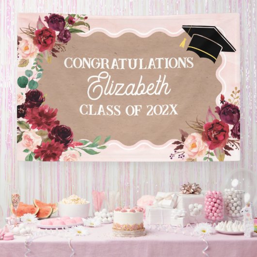 Graduation floral craft party banner (Feest)