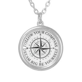 Graduation Follow your Compass Graduate Gift Zilver Vergulden Ketting