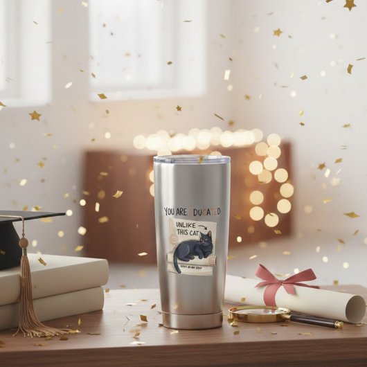 Graduation Funny Cat College Master Degree Phd Geïsoleerde Drinkbeker