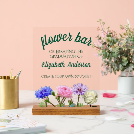 Graduation Garden Party Flower Bar Acryl Bord (Huwelijk)