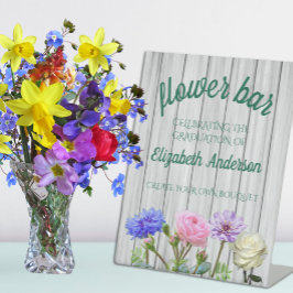Graduation Garden Party Flower Bar Reclamebord Met Voetstuk