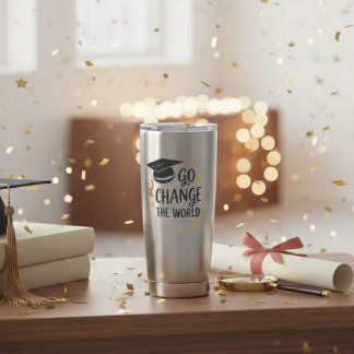 Graduation Go Change The World Funny Party Geïsoleerde Drinkbeker