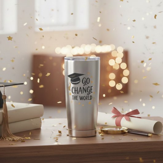 Graduation Go Change The World Funny Party Geïsoleerde Drinkbeker