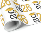 Graduation Gold and Black for 2026 Cadeaupapier (Rol Hoek)