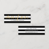 Graduation Gold Calligraphy Black White Stripes Contactkaartje (Voorkant / Achterkant)