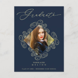 Graduation Gold Diamond Flourish Photo Invitation Briefkaart