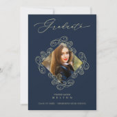 Graduation Gold Diamond Flourish Photo Invitation. Kaart (Voorkant)