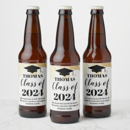 GRADUATION gold watercolor black text wine label Bier Etiket