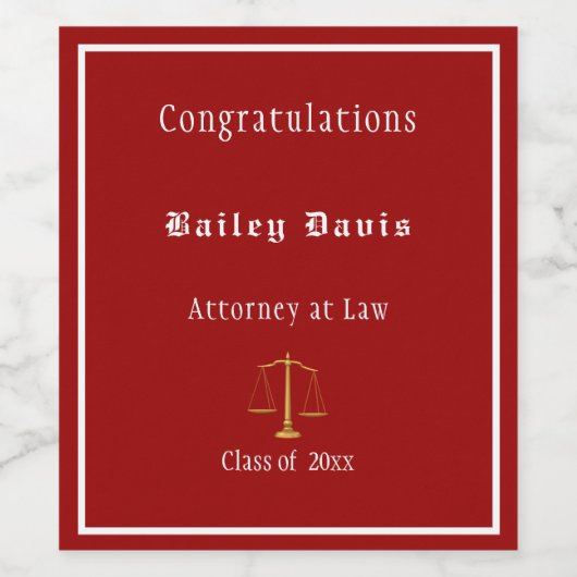 Graduation Gouden Weegschalen van de Rechtvaardigh Wijn Etiket (Enkel label)