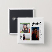 Graduation Grad 2025 personalized  Vierkante Button 5,1 Cm (Voorkant /achterkant)
