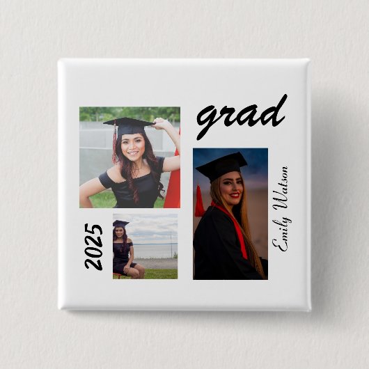 Graduation Grad 2025 personalized  Vierkante Button 5,1 Cm (Voorkant)