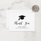 Graduation Hat Chic Modern Script Thank You Note Notitiekaartje (Voorkant / Achterkant in situ)