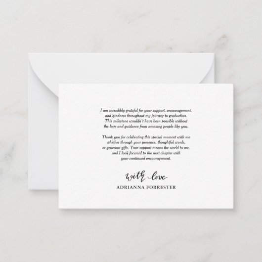 Graduation Hat Chic Modern Script Thank You Note Notitiekaartje (Achterkant)