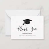 Graduation Hat Chic Modern Script Thank You Note Notitiekaartje (Voorkant)