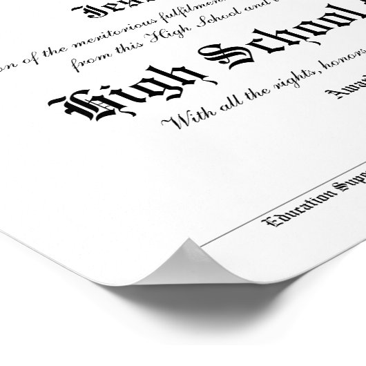 Graduation High School Graduate Diploma Poster (Hoek)
