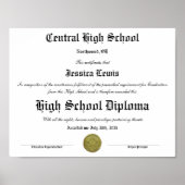Graduation High School Graduate Diploma Poster (Voorkant)