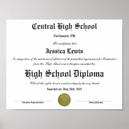 Graduation High School Graduate Diploma Poster