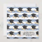 Graduation Invitation Blue Stripe  Kaart (Achterkant)