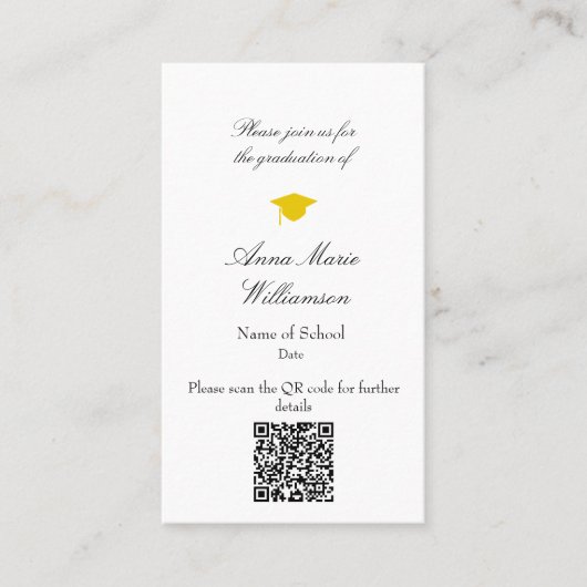 Graduation Invitation Enclosure Card Visitekaartje (Voorkant)