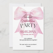 Graduation Invitation • Pink Bow Party  Kaart (Voorkant)