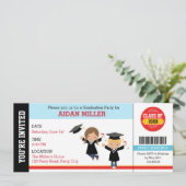 Graduation Invitation Ticket Style with Boy Girl Kaart (Staand voorkant)