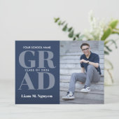 Graduation invitation with 2 Photos Kaart (Staand voorkant)