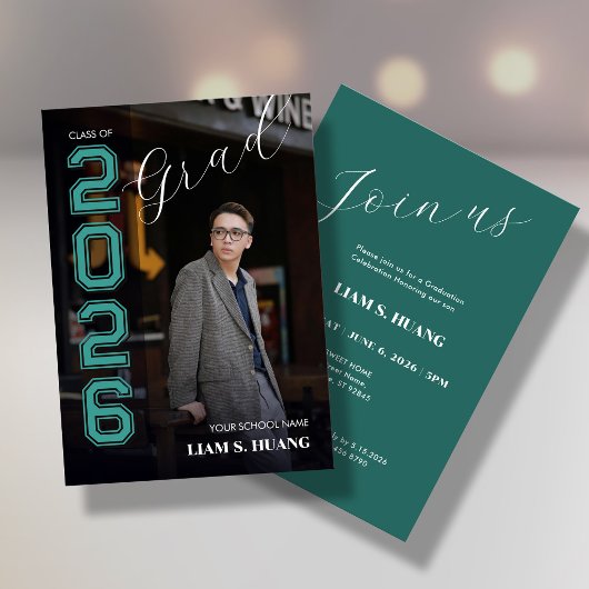 Graduation invitation with photo portrait kaart