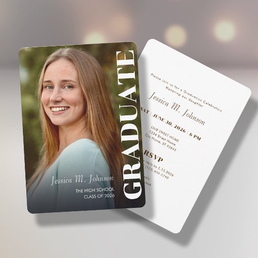 Graduation invitation with photo portrait kaart