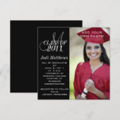 Graduation Invitations Monogram Foto Kaart (Voorkant / Achterkant)