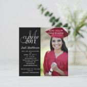 Graduation Invitations Monogram Foto Kaart (Staand voorkant)