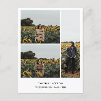 Graduation Minimal Photo Collage Thank You Briefkaart