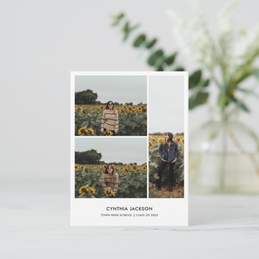 Graduation Minimal Photo Collage Thank You Briefkaart (Staand voorkant)