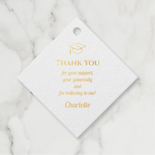 Graduation Minimalist Thank You Gold  Bedankjes Labels (Voorkant)