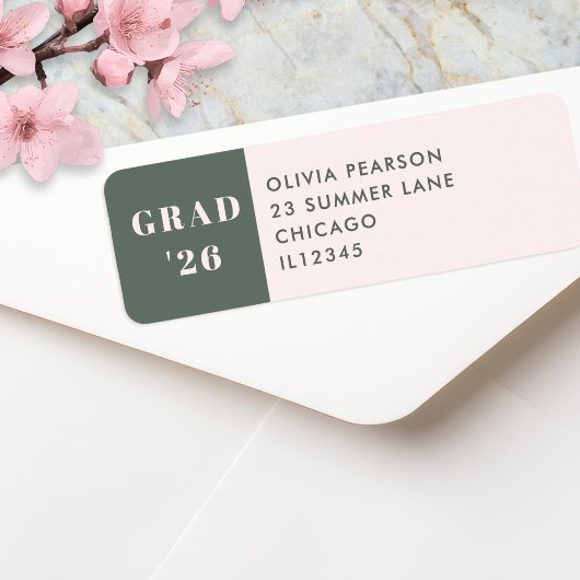 Graduation Modern Minimalist Sage Green Blush Etiket