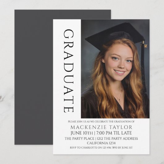 Graduation Modern Photo Template Personalized Kaart (Voorkant / Achterkant)