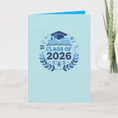 Graduation Motif Class of 2026 BlueTheme Blank Kaart (Voorkant)