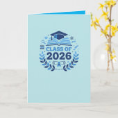 Graduation Motif Class of 2026 BlueTheme Blank Kaart (Gele Bloem)