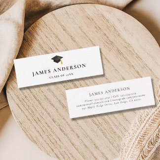 Graduation Name Card Classic Black and White Contactkaartje