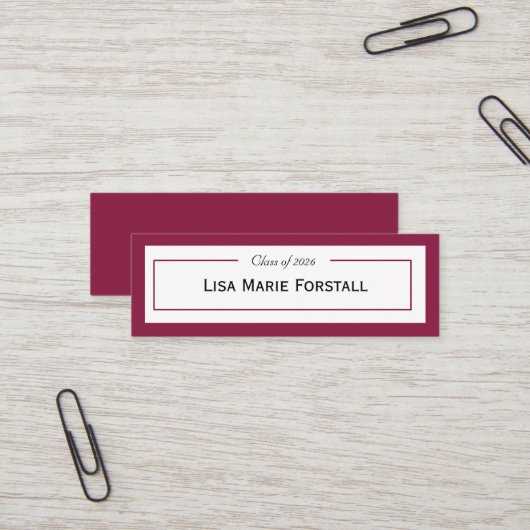 Graduation Name Card Mini Visitekaartje (Voorkant / Achterkant in situ)