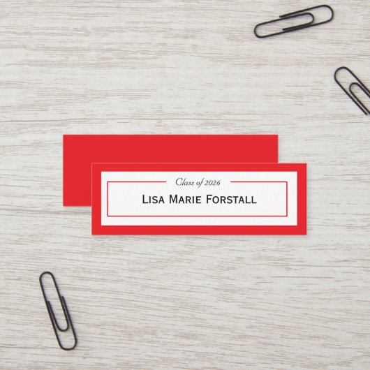 Graduation Name Card Mini Visitekaartje (Voorkant / Achterkant in situ)