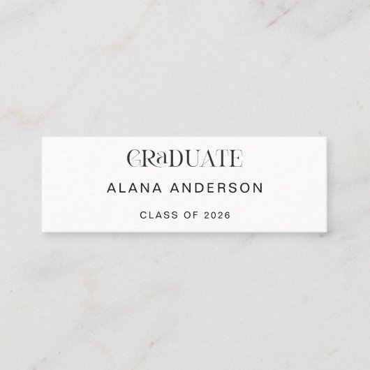 Graduation Name Card Modern Minimalist Mini Visitekaartje (Voorkant)