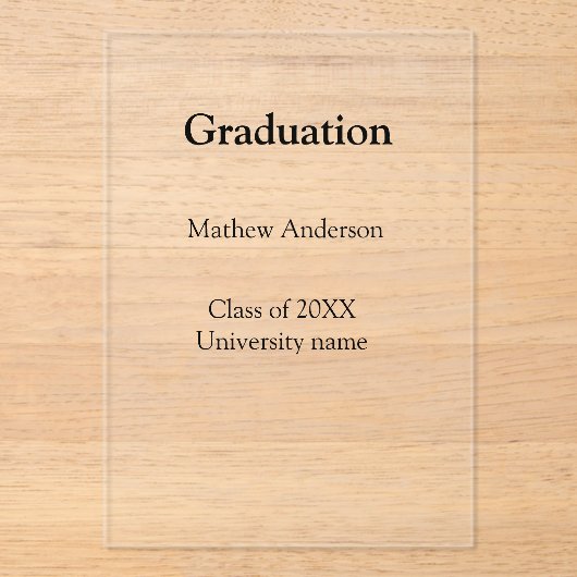 Graduation name class of 20XX university name simp Acryl Uitnodigingen (Voorkant)